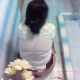 Someone records an Hispanic woman taking a shit in a public restroom toilet and then wiping her ass. No pooping sounds are heard over the background noises, but her turd is clearly visible in the toilet when she stands up. Over 2 minutes.